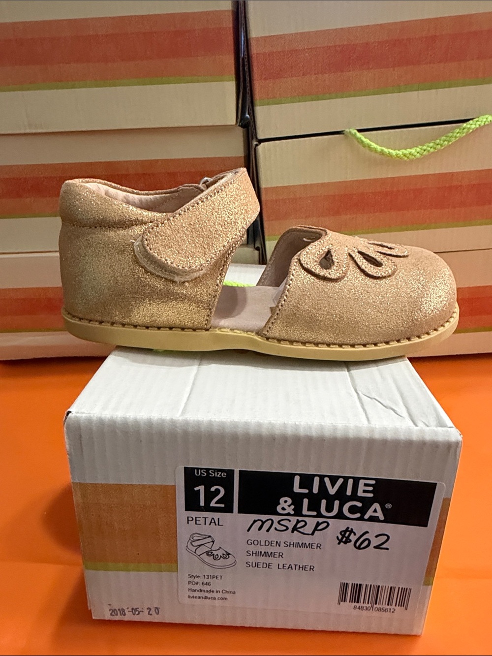 Livie & Luca Gold Glitter Petal Shoe